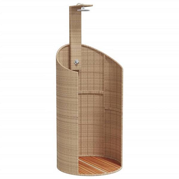 Douche d extérieur beige 100x100x241,5cm poly rotin bois acacia
