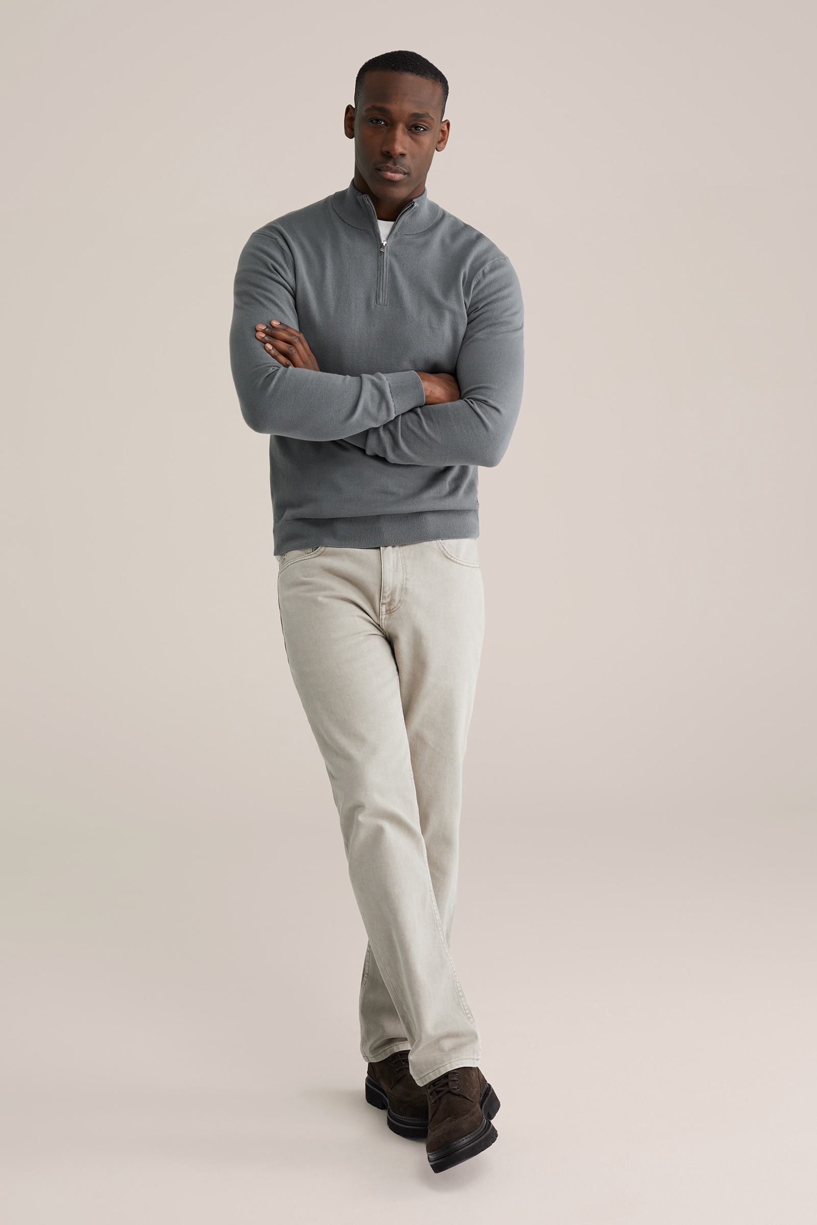 Heren Slim fit trui met quarter-zip