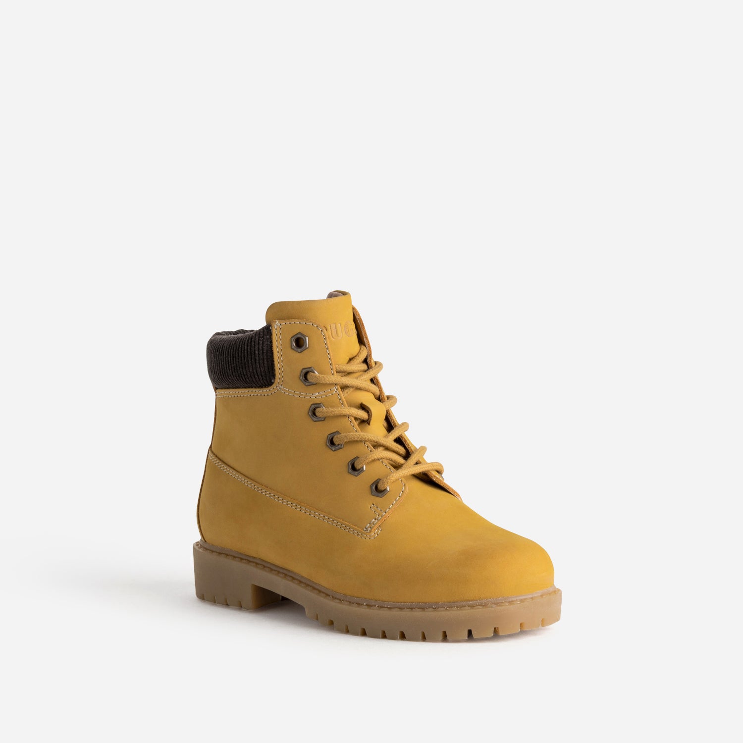 Boots à lacet BUGGY jaune cuir velours