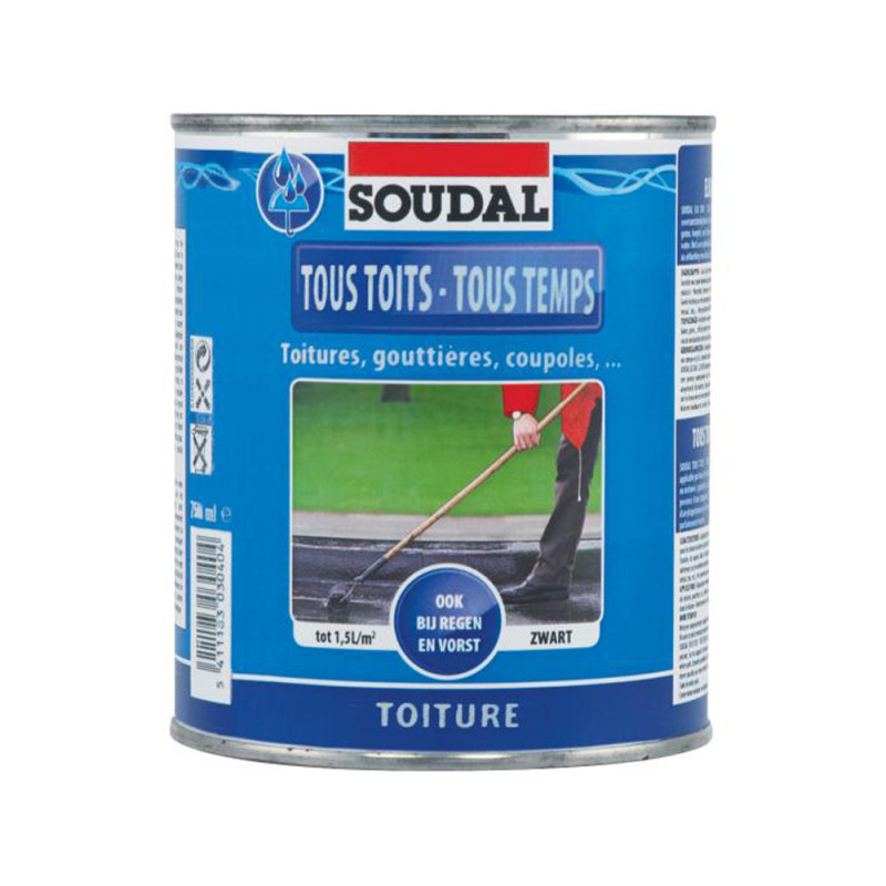 Revêtement Tous Toits Tous Temps noir 0,75 L SOUDAL