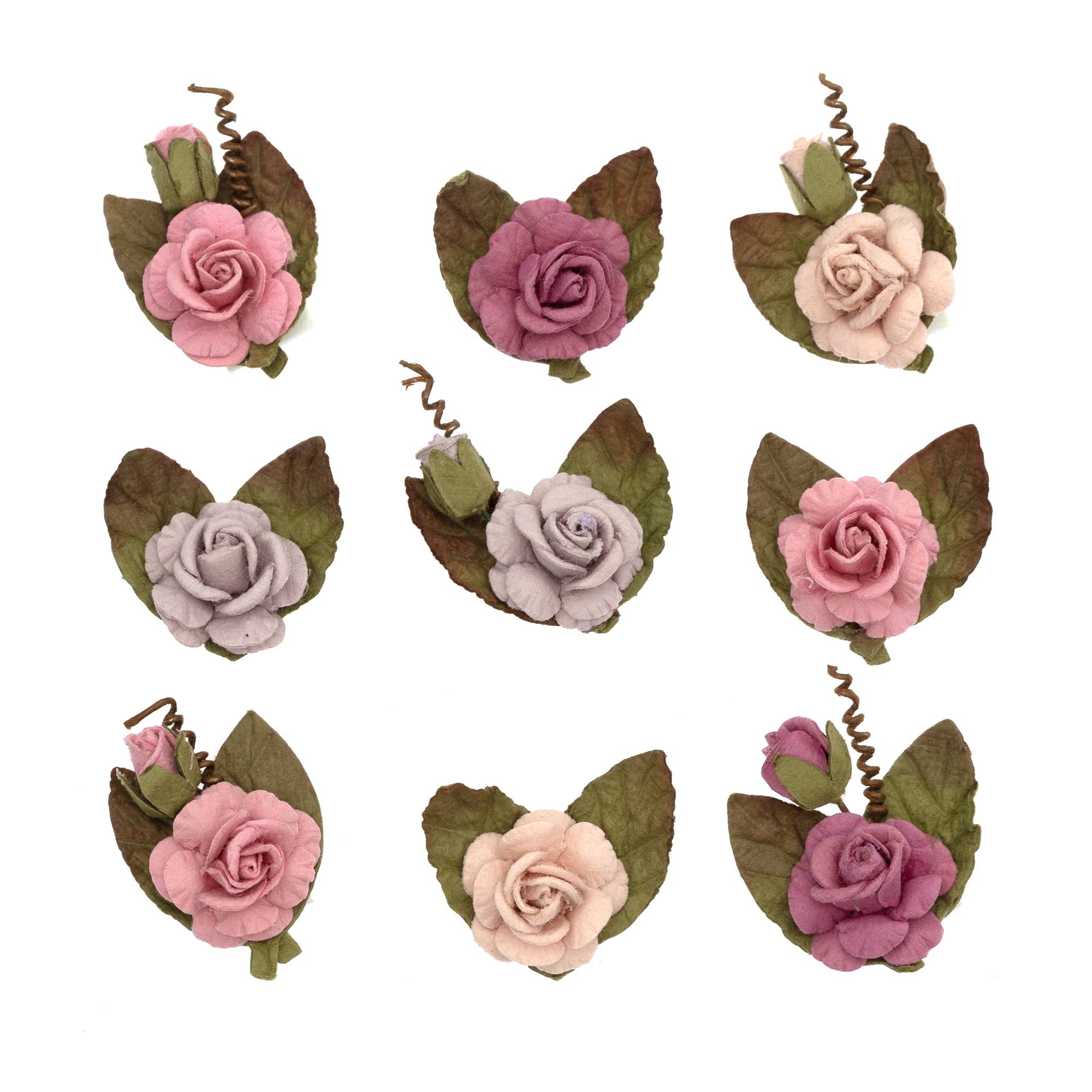 Handmade Vintage Pink Mini Rose Flowers 9 Pack