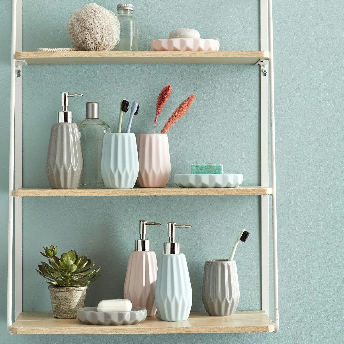 FACETTE - Distributeur de savon en céramique bleu