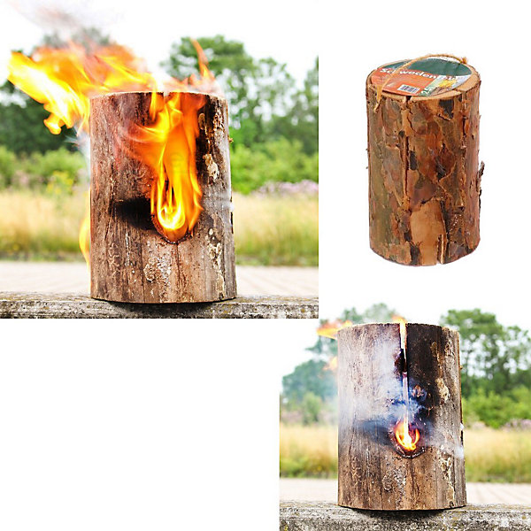 Lot de 6 Feu suédois bûche suédoise bois bougie de jardin
