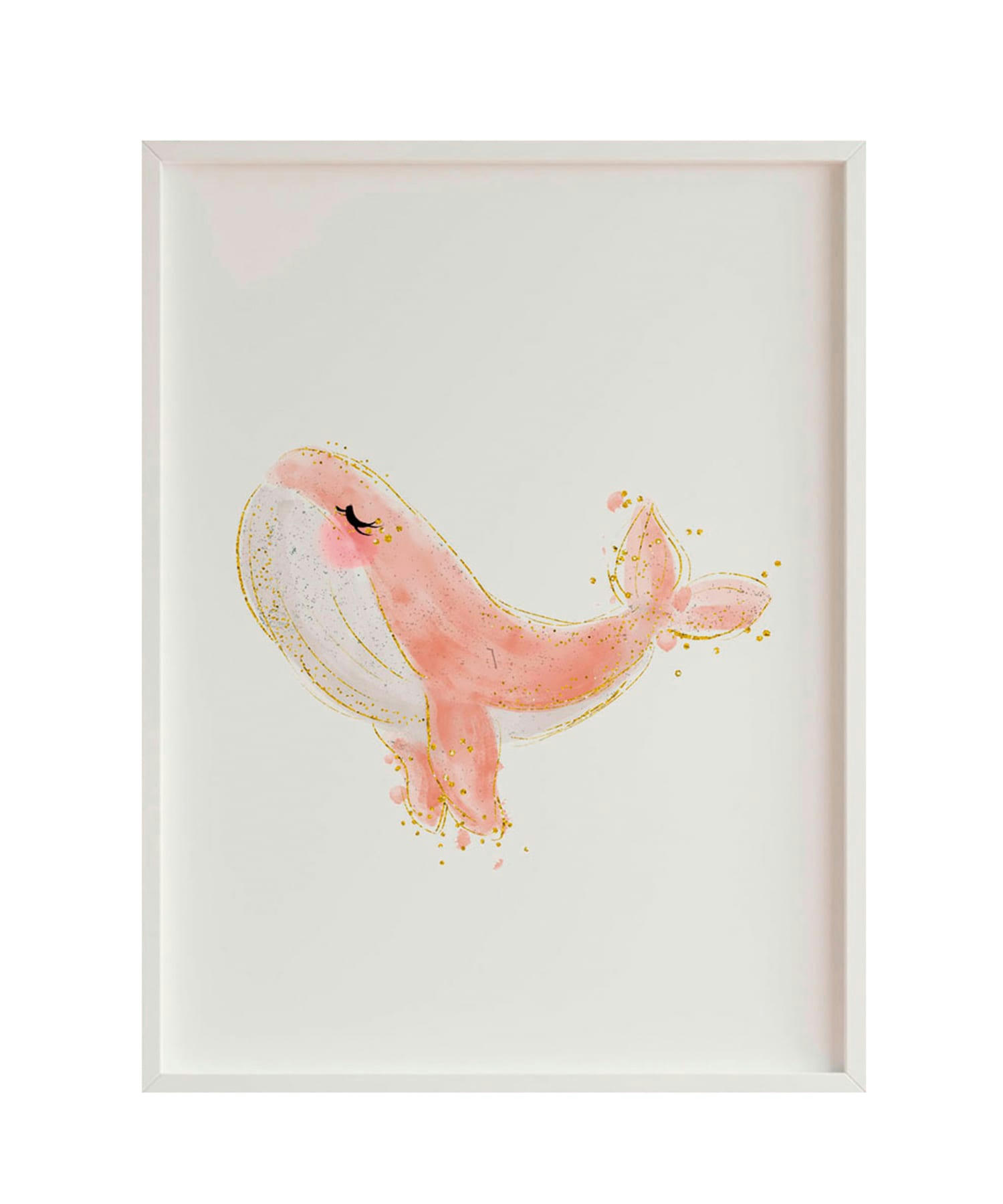 DECOWALL - Impression de baleine rouse encadrée en bois blanc 43X33 cm