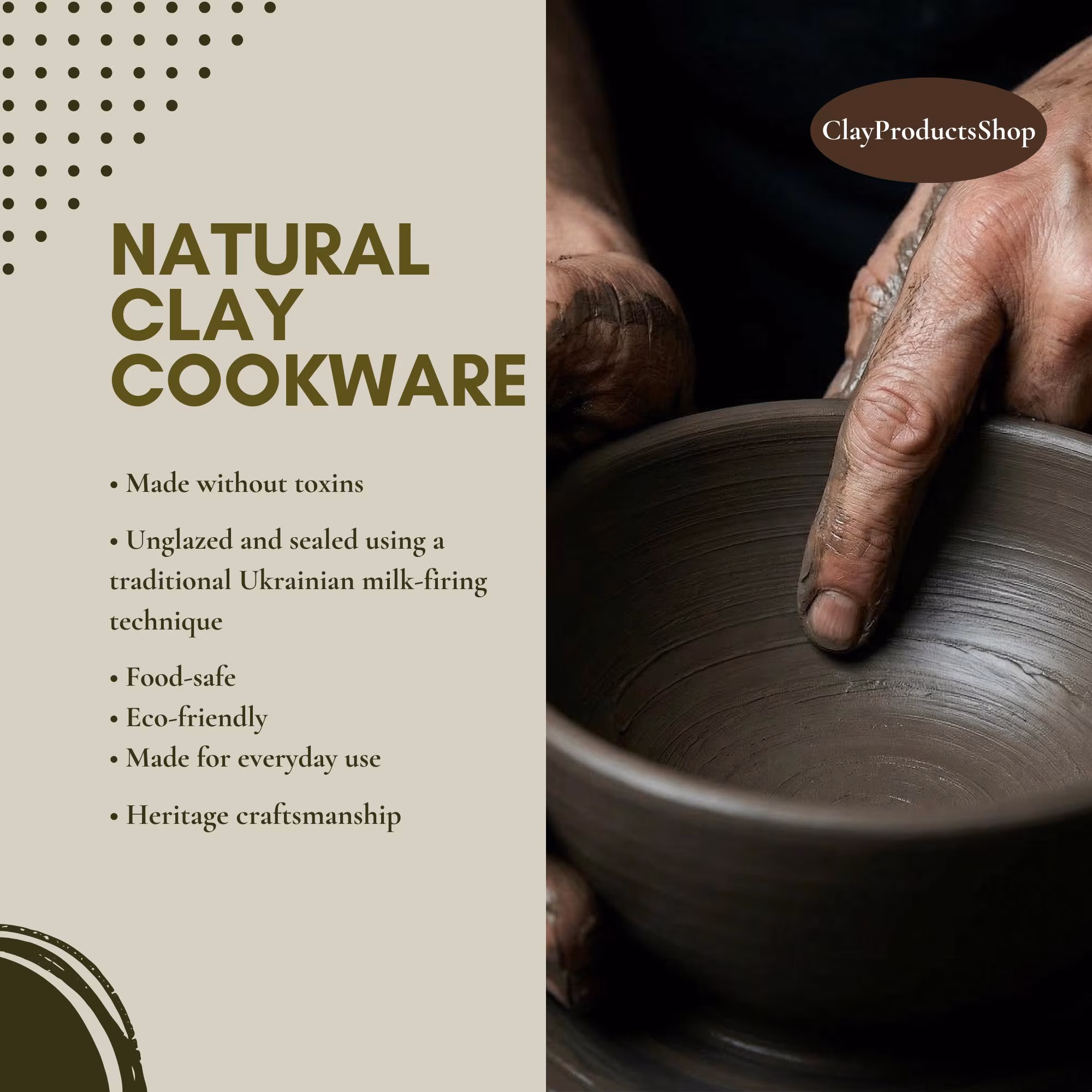 Clay Pot with Lid: Unglazed Terracotta Bread Baking Dish, Ceramic Handmade Clay Bakeware