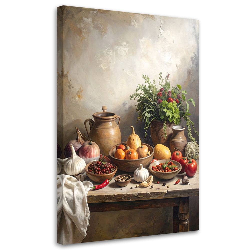 Obraz do kuchni jadalni restauracji, Martwa natura przyprawy warzywa 20x30