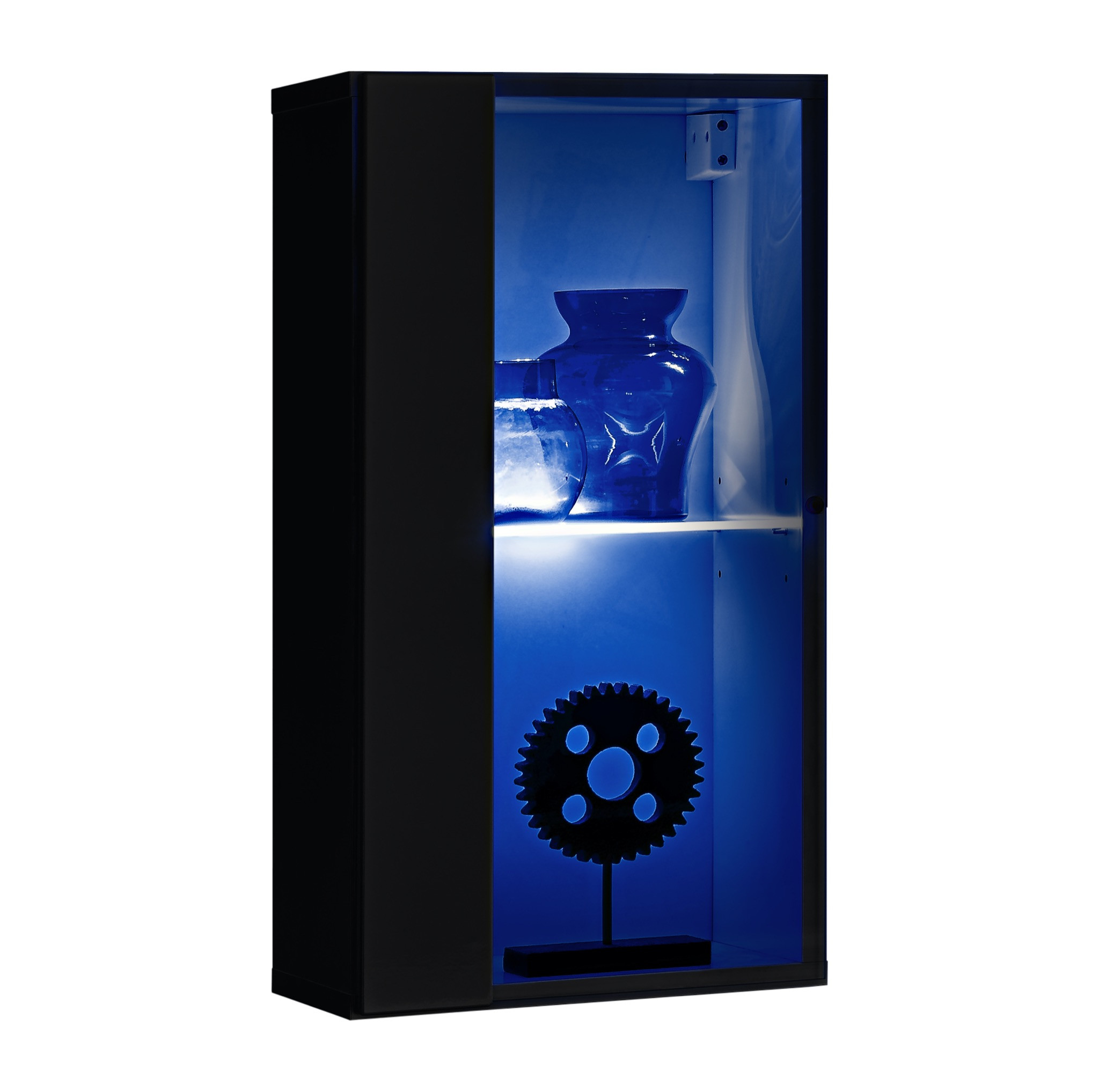 Witryna wisząca pionowa czarny połysk SWITCH 60 cm   LED