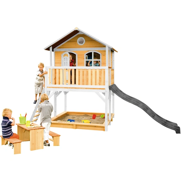 Kinderspielhaus »Marc«, BxHxT: 432 x 293 x 212 cm, Holz, braun/weiß/grau