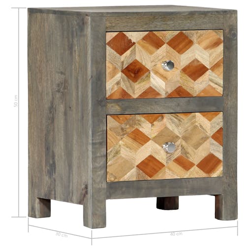 NNEVL Bedside Cabinet Grey 40x30x50 cm Solid Mango Wood