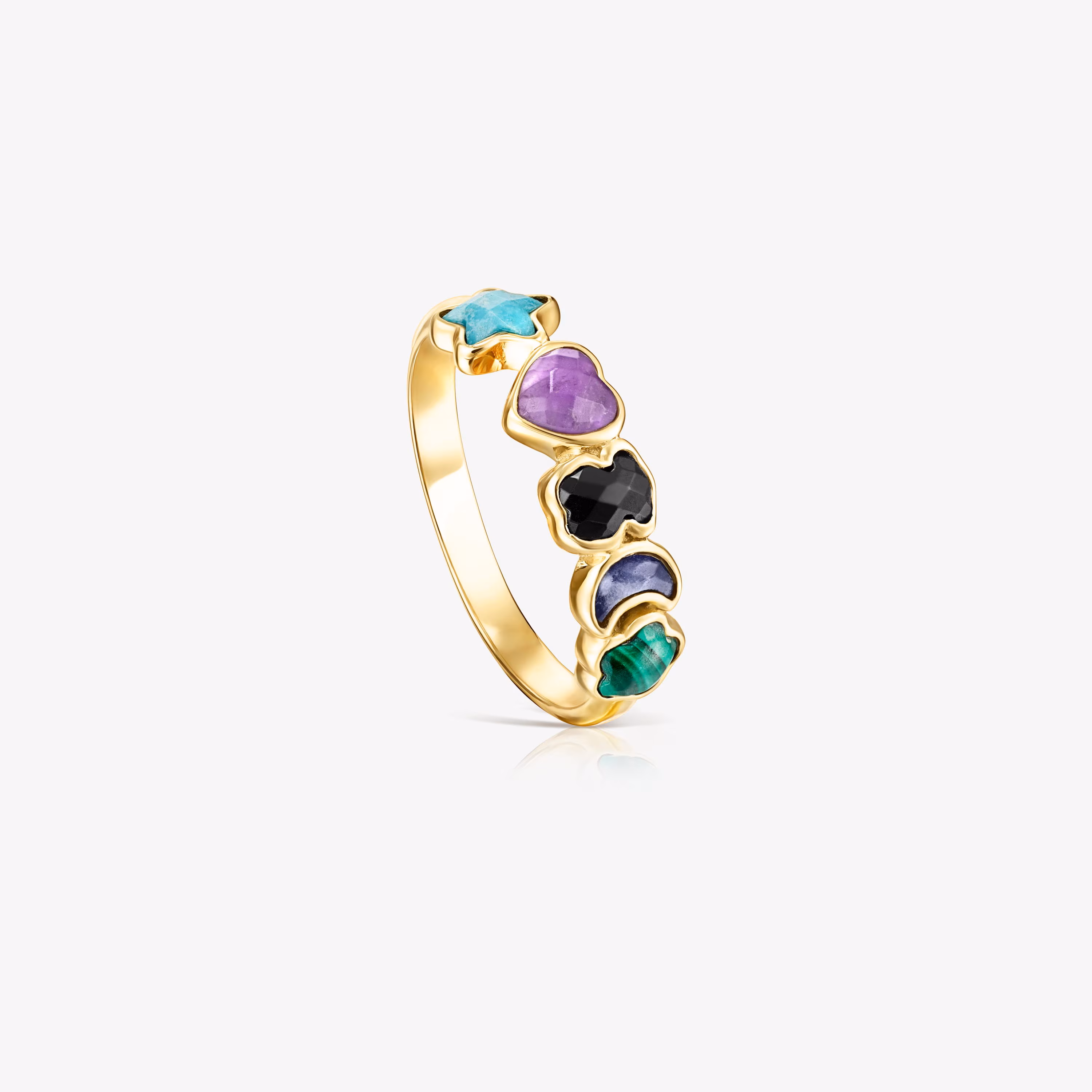 Anillo de plata vermeil con gemas multicolor Glory