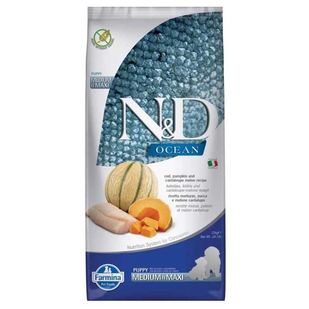 Farmina N&D Codfish Pumpkin And Cantaloupe Melon Puppy Dog Food 12kg