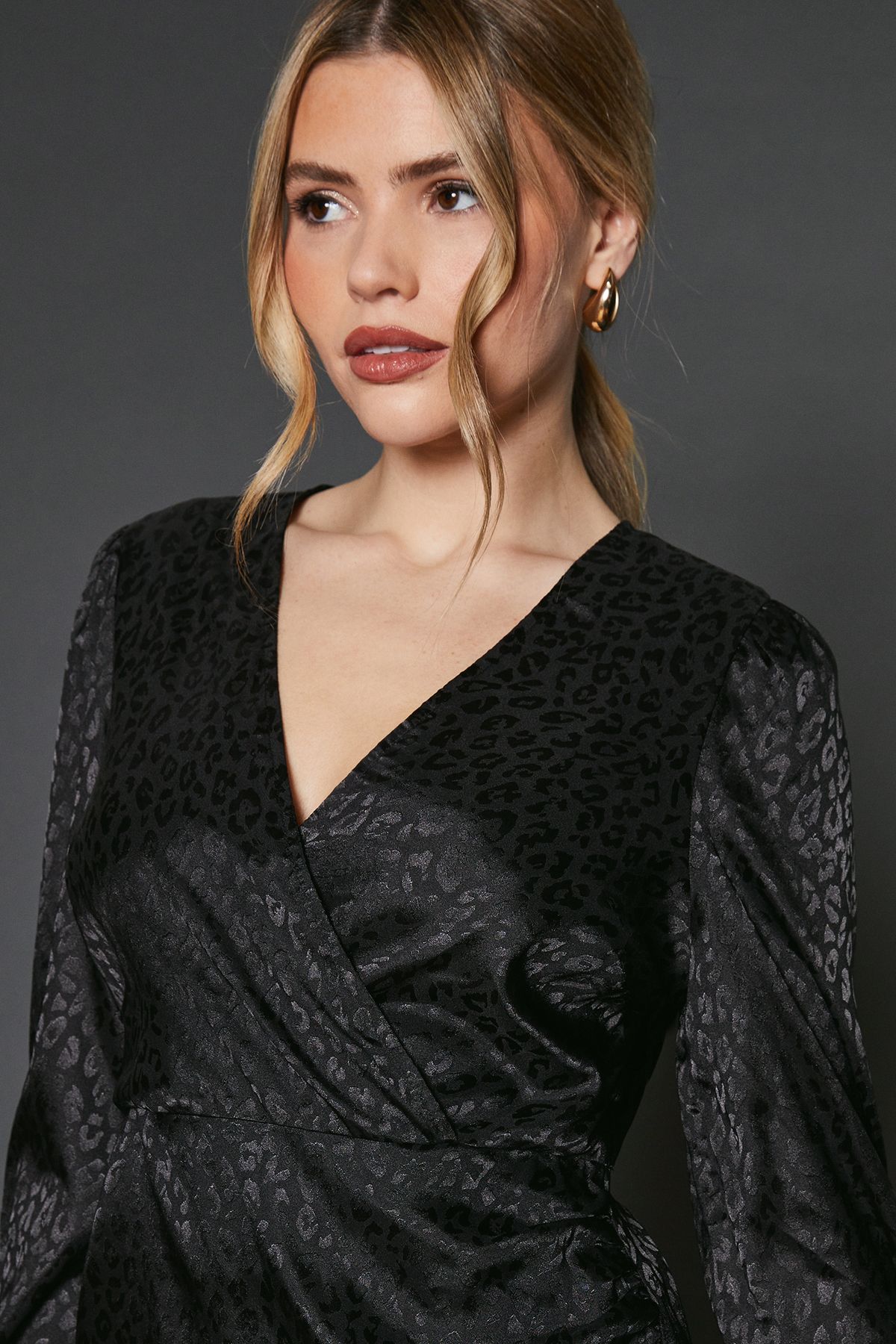 Dorothy Perkins Satin Wrap Long Sleeve Mini Dress
