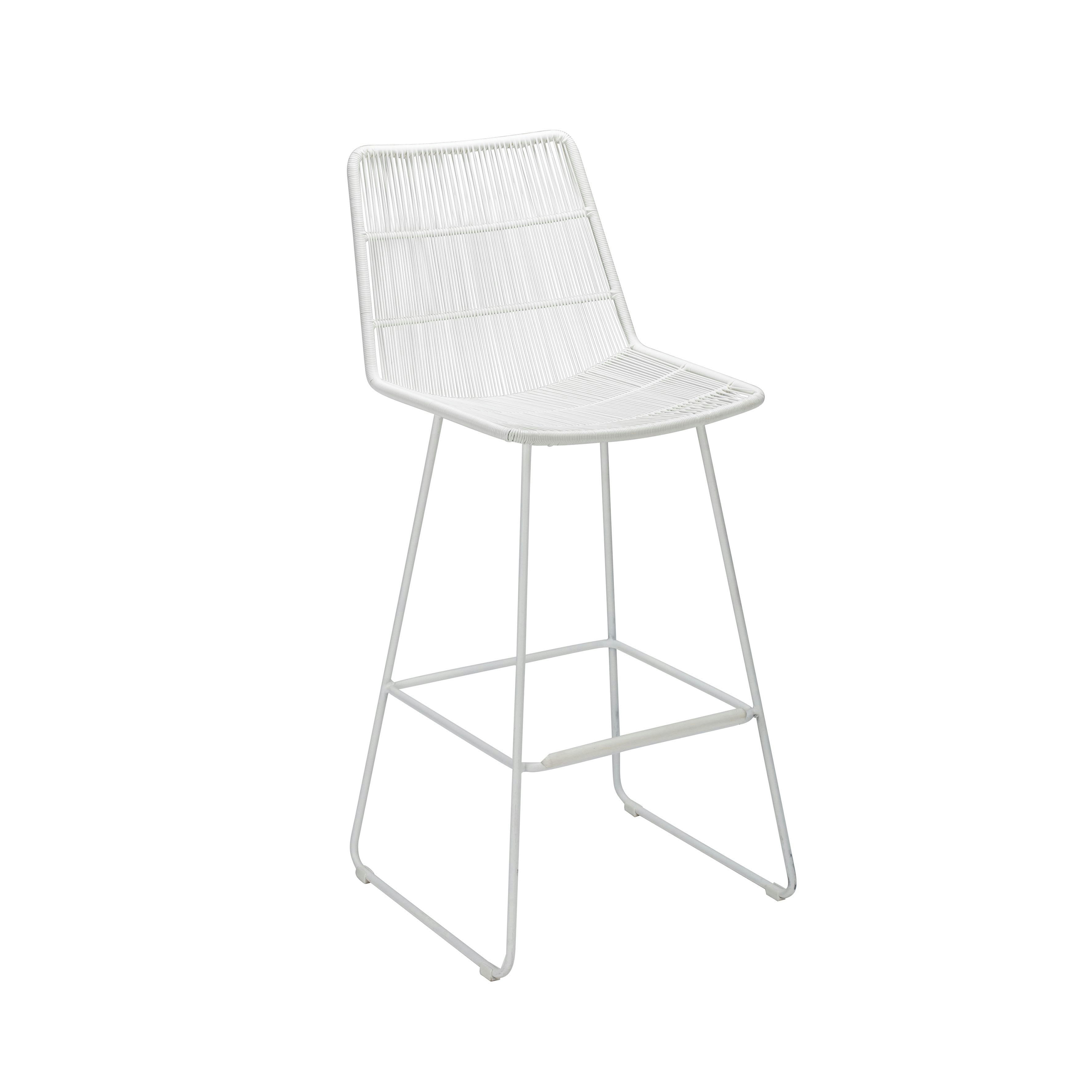 CON DAO - Chaise de bar extérieur en polyprolylène blanc et pieds en métal blanc