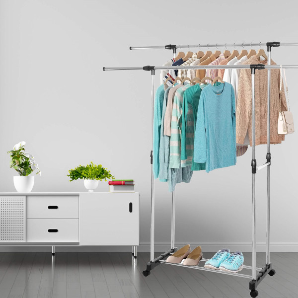 Mobilny wieszak na ubrania 85-160 cm teleskopowy na kółkach