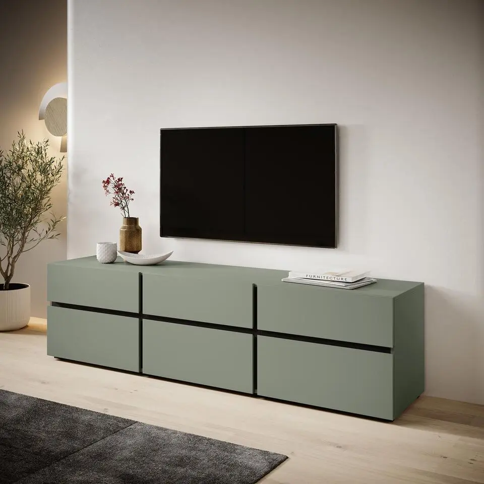 Meubella - TV-Meubel Cainan - Groen - 180 cm