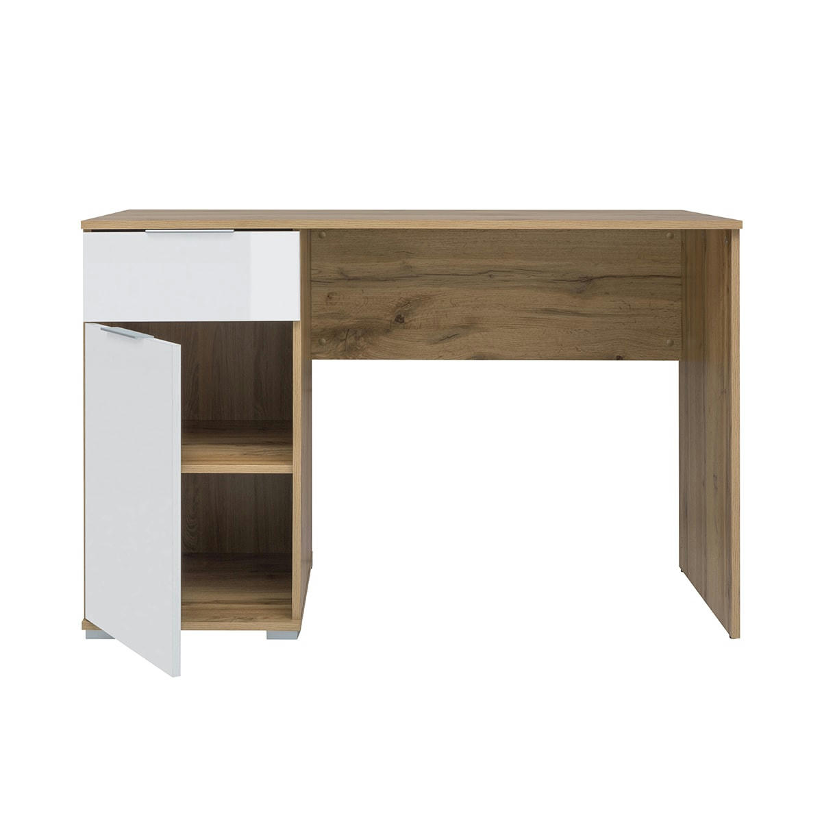 - Bureau 1 porte 1 tiroir blanc et naturel