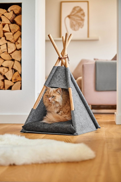 Namiot dla kota Tipi, filcowy 44x42x45/65 cm