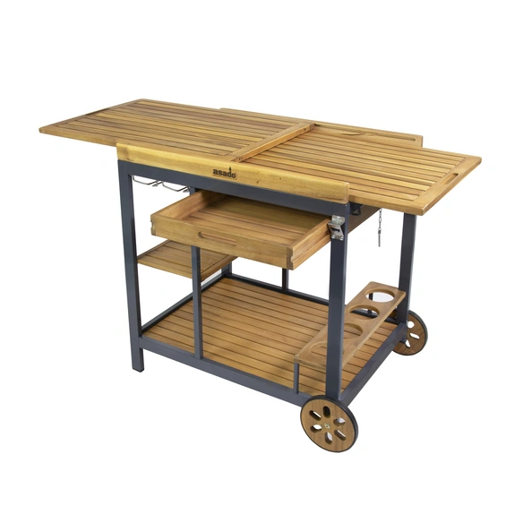 Grillwagen, BxHxT: 89 x 82 x 64 cm, Holz/Aluminium