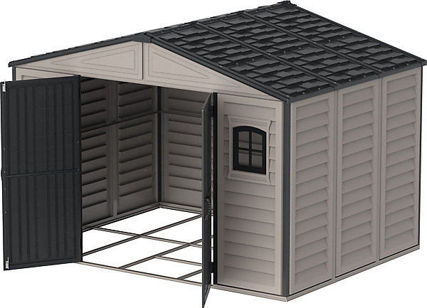 Duramax Abri PVC DARK GREY Apex - 7,68m² - kit fondation   3 fenêtres - Gris