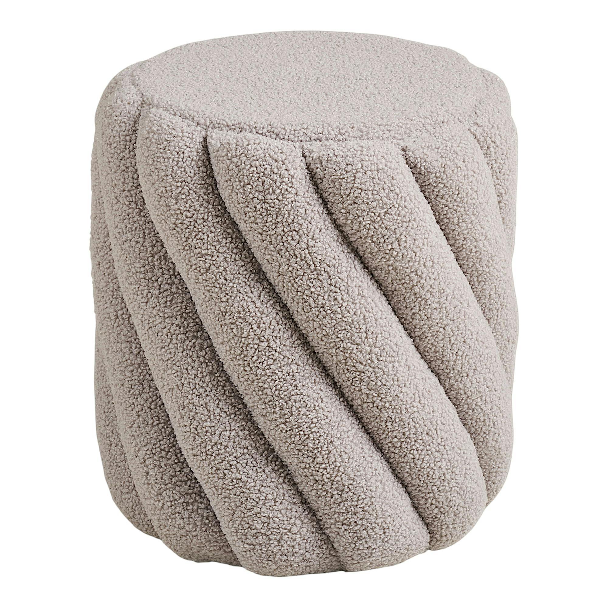 Pouf de salon bouclette grise à larges bandes BERLIN