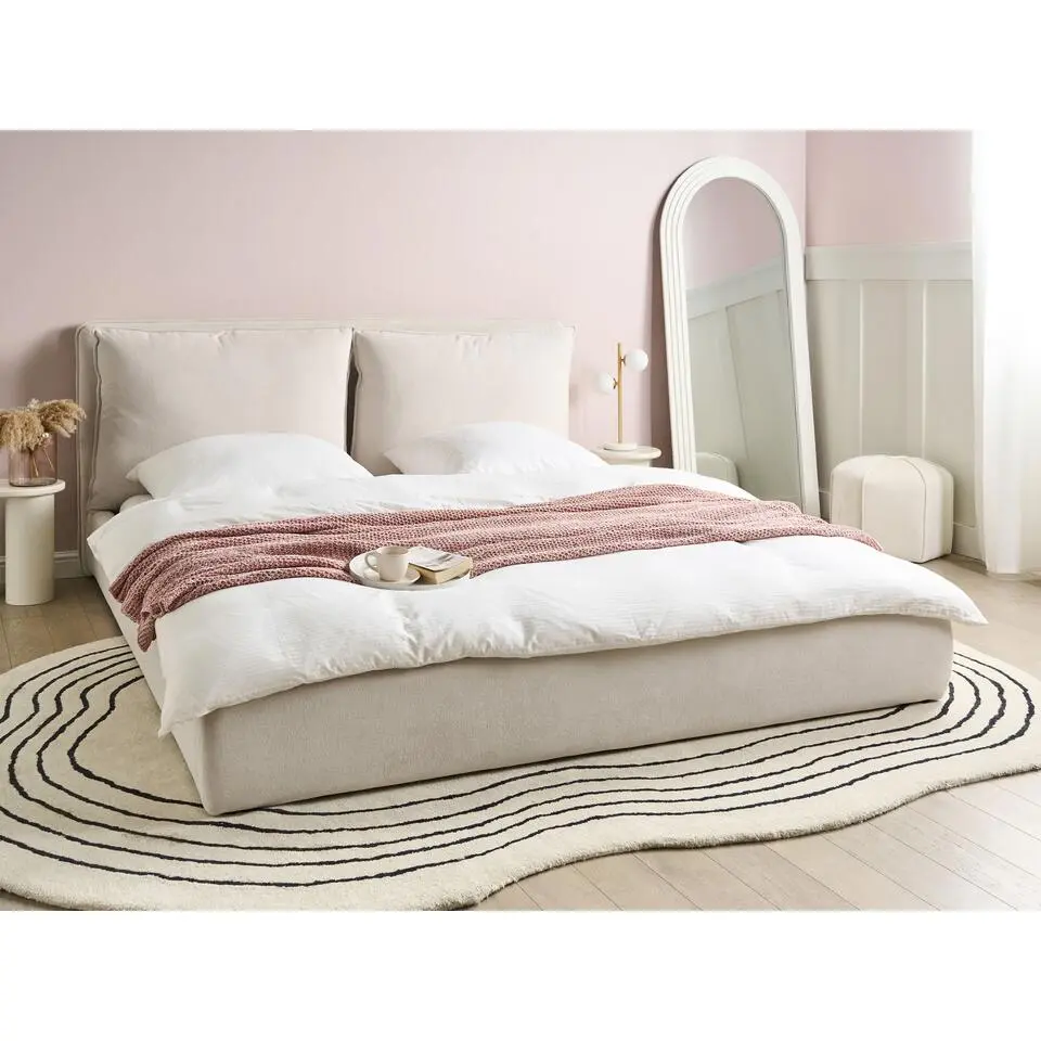 BAJONNA - Tweepersoonsbed - Lichtbeige - 180 x 200 cm - Polyester