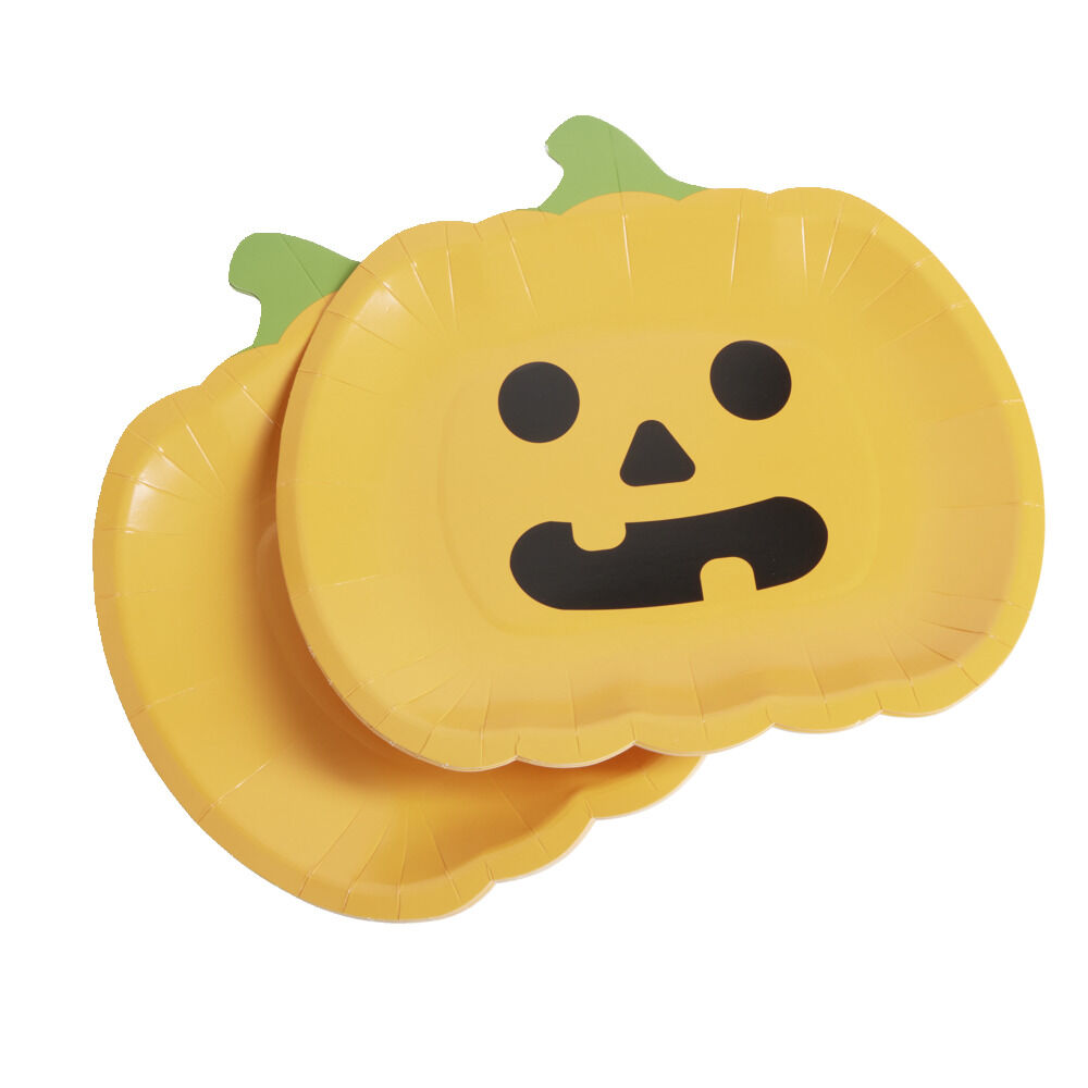 Lot de 8 assiettes en carton Ø23cm design citrouille Halloween