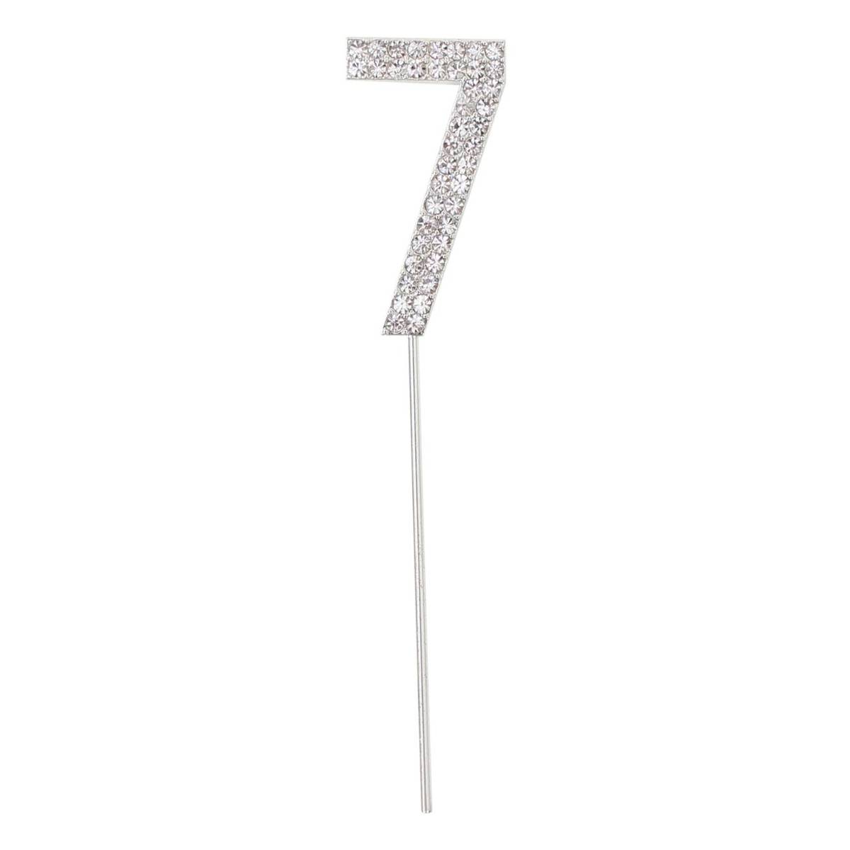 Silver Diamante Number 7 Cake Pick
