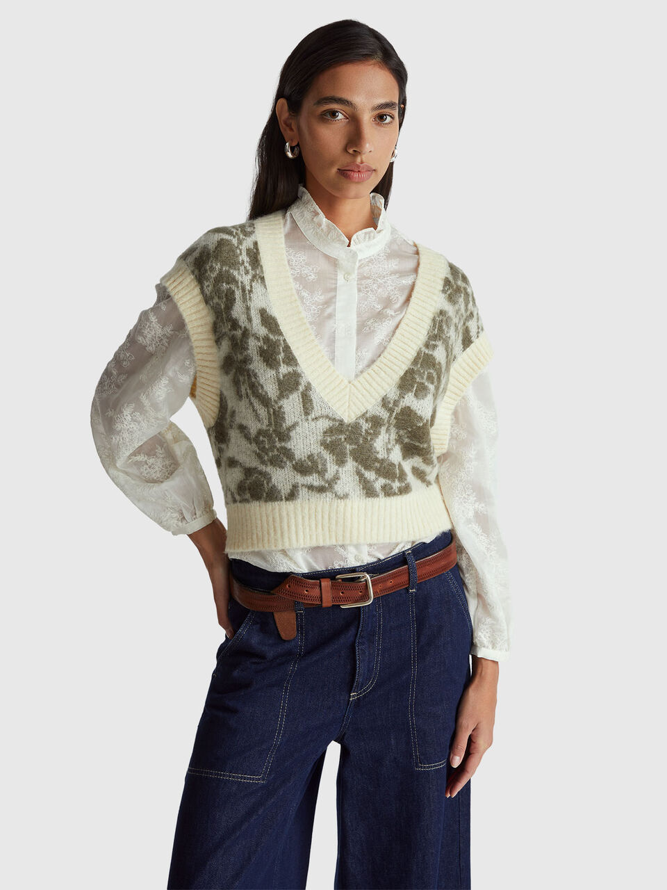 Vest with floral pattern