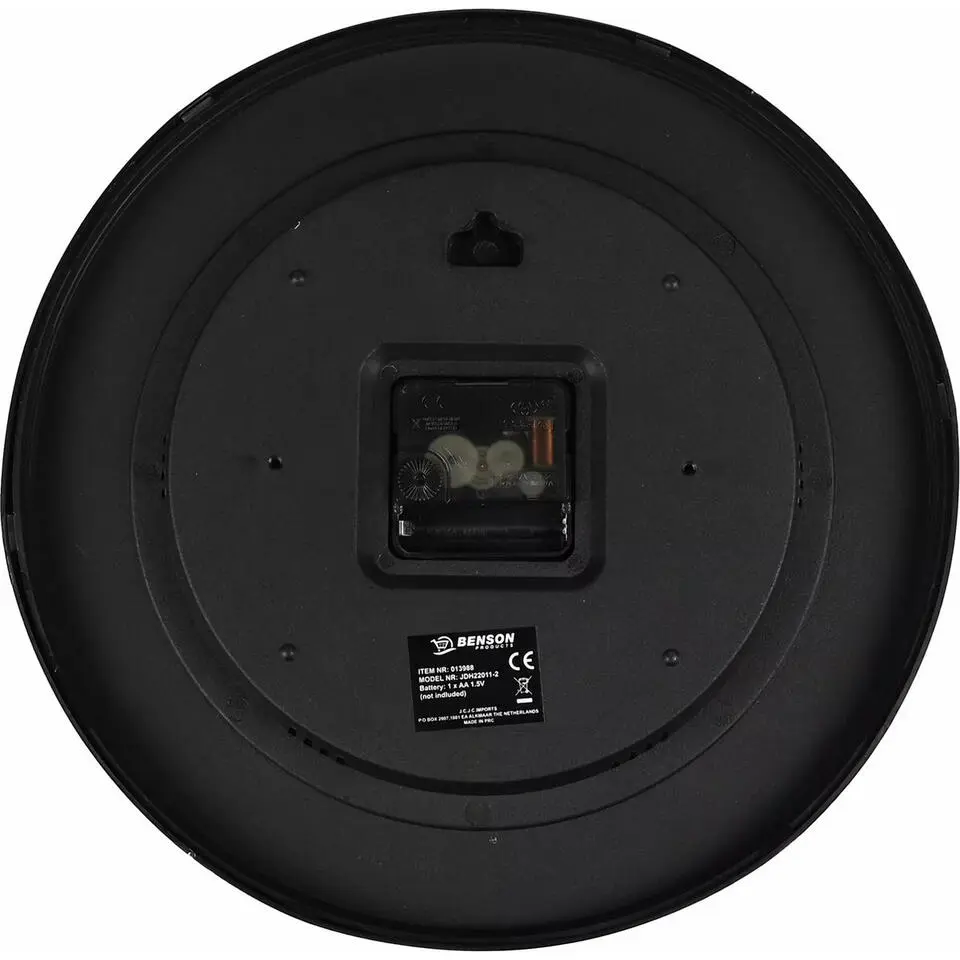 Benson Wandklok - zwart - D30 cm - modern design - stijlvol