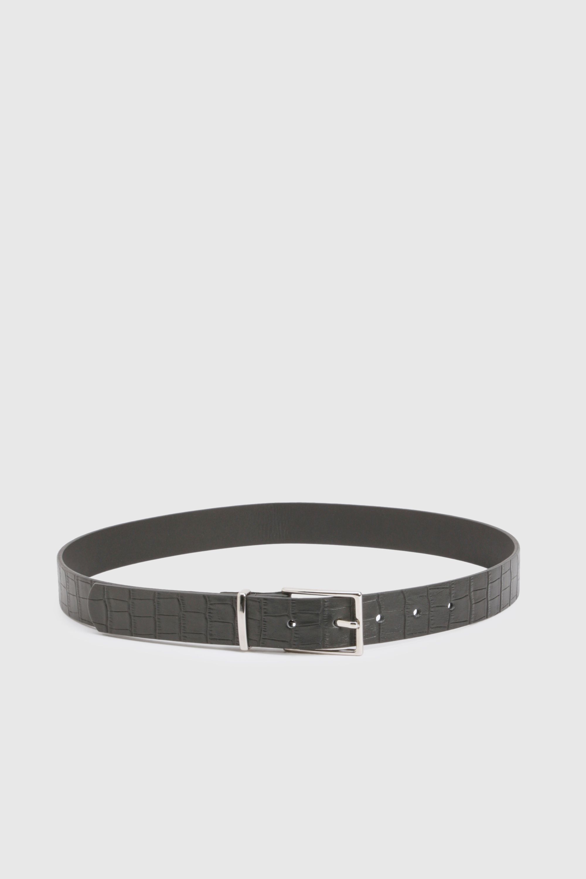 KarenMillen Croc Effect Leather Square Buckle Belt