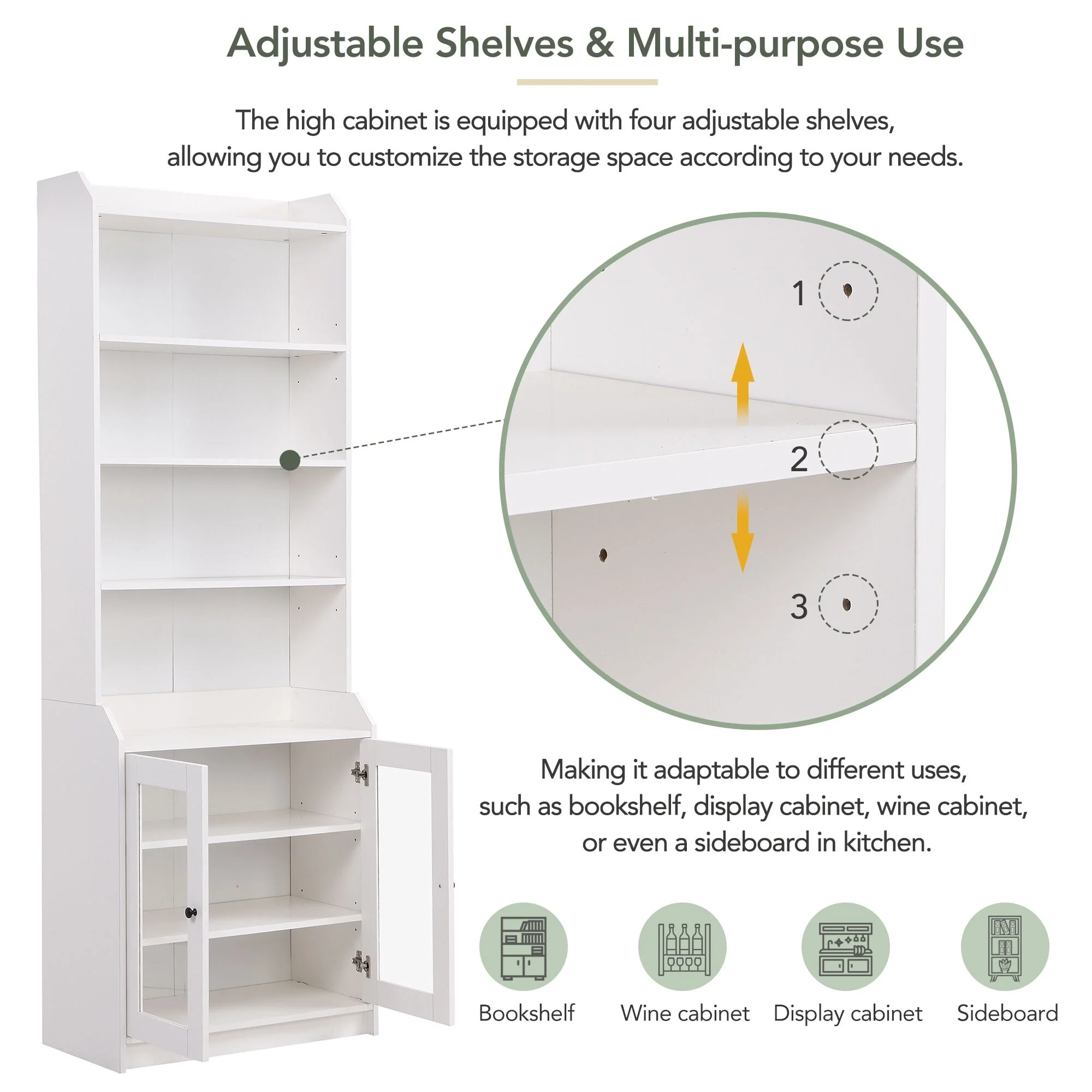 Contemporary Bookshelf with Adjustable Shelves for Living Room