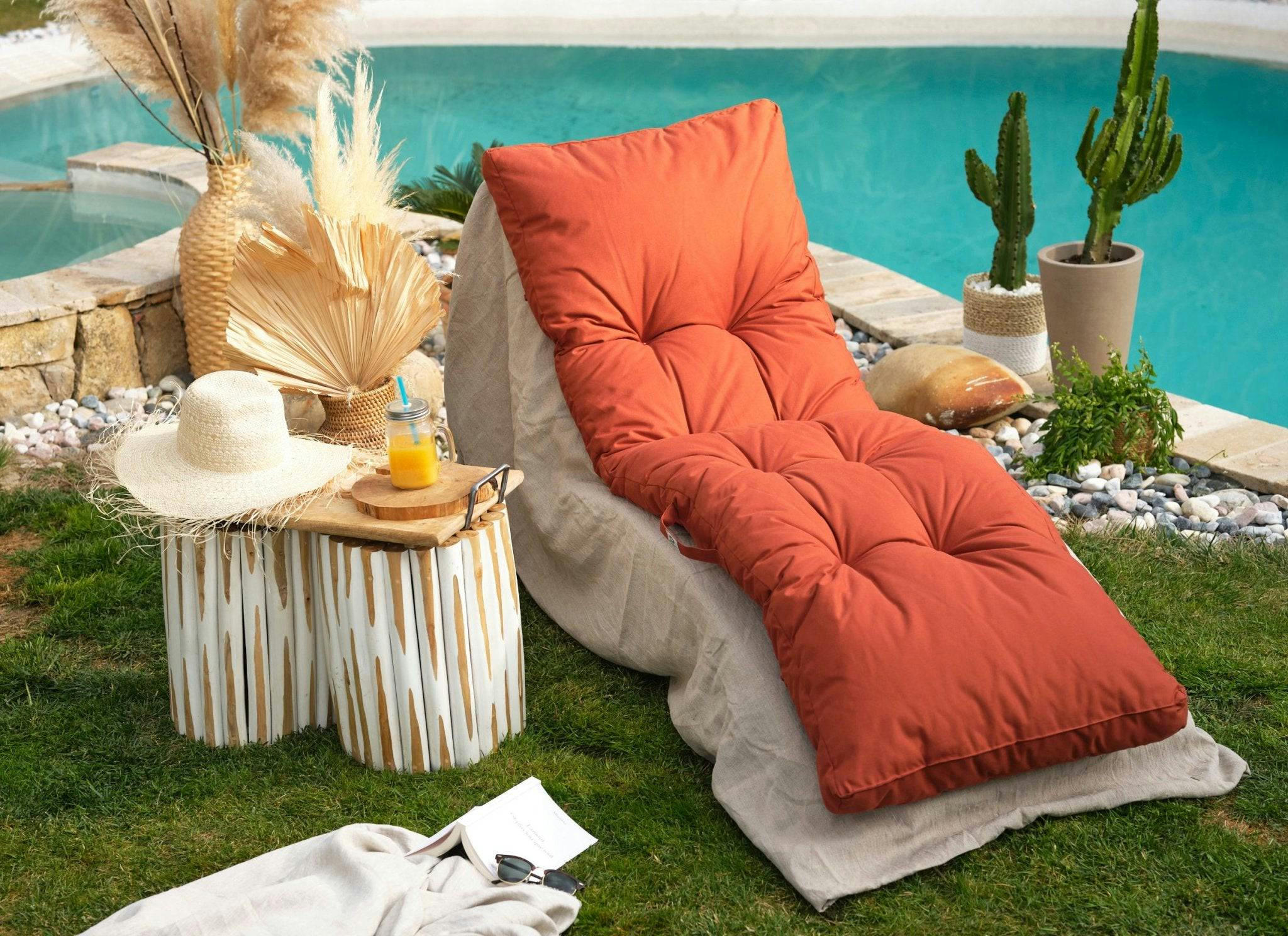 - Coussin pour bain de soleil en polyester 185 x55cm terracotta