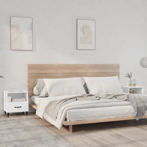 NNEVL Bedside Cabinets 2 pcs White Engineered Wood