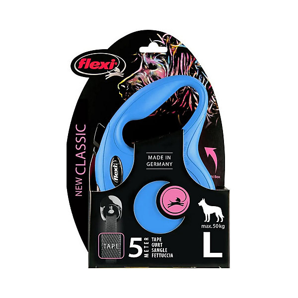 Laisse sangle 5 mètres L Max 50 KG bleulaisse pour chien