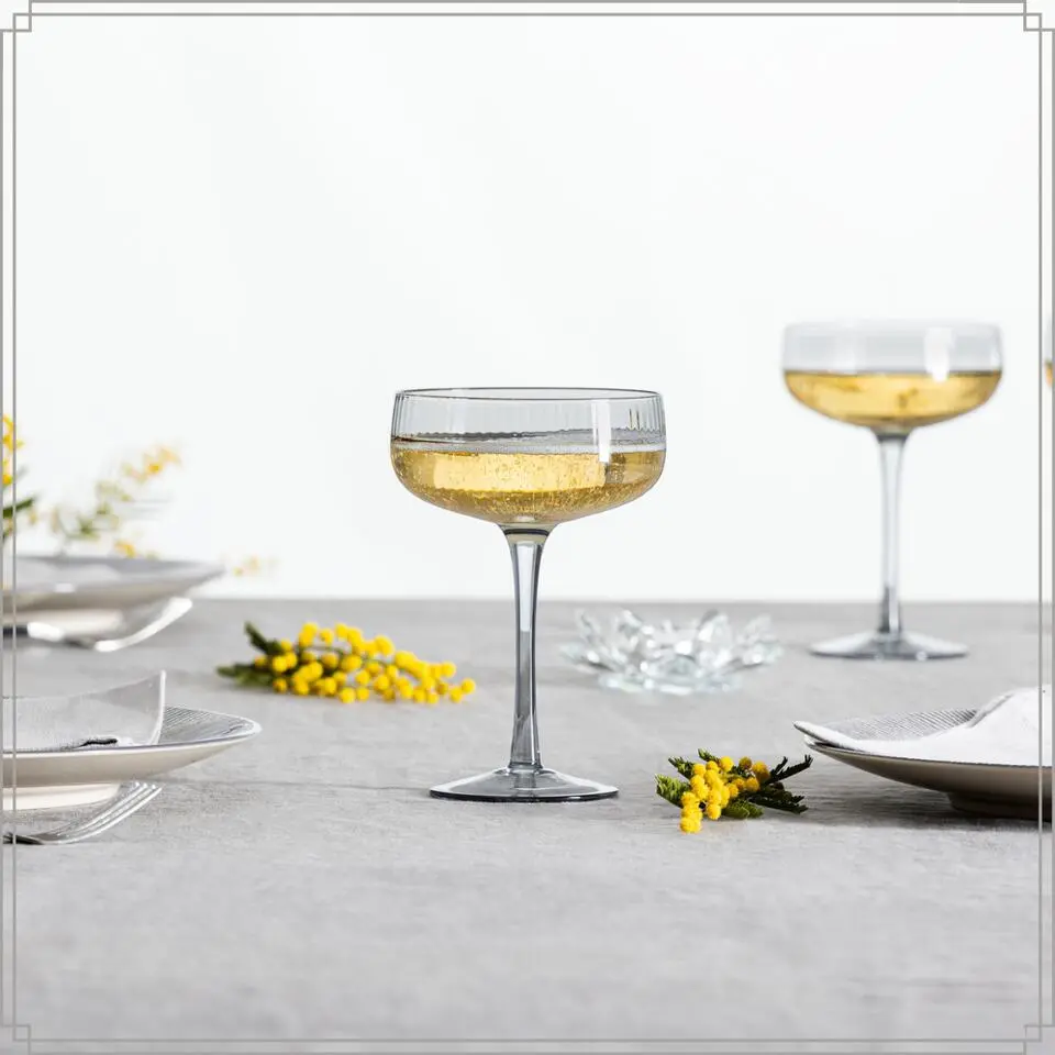 OTIX Champagnecoupe Glazen 18 stuks Reli?f Smoke glas TINI