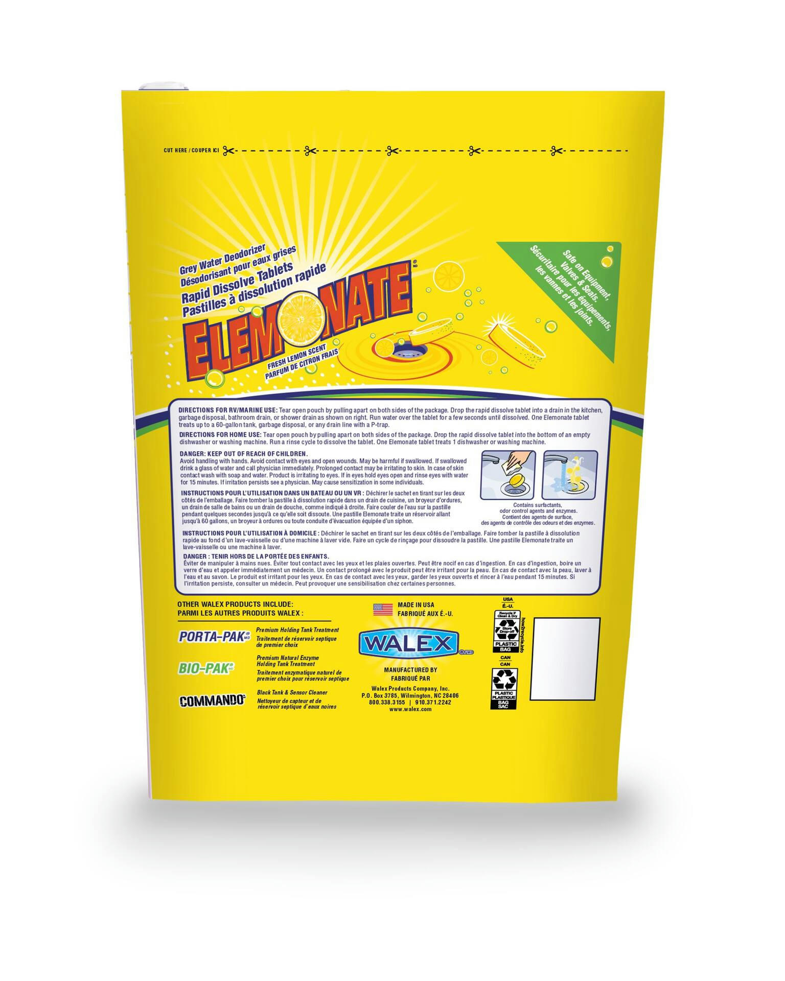 Walex Elemonate Grey Water Deodorizer & Cleaner, Fresh Lemon Scent