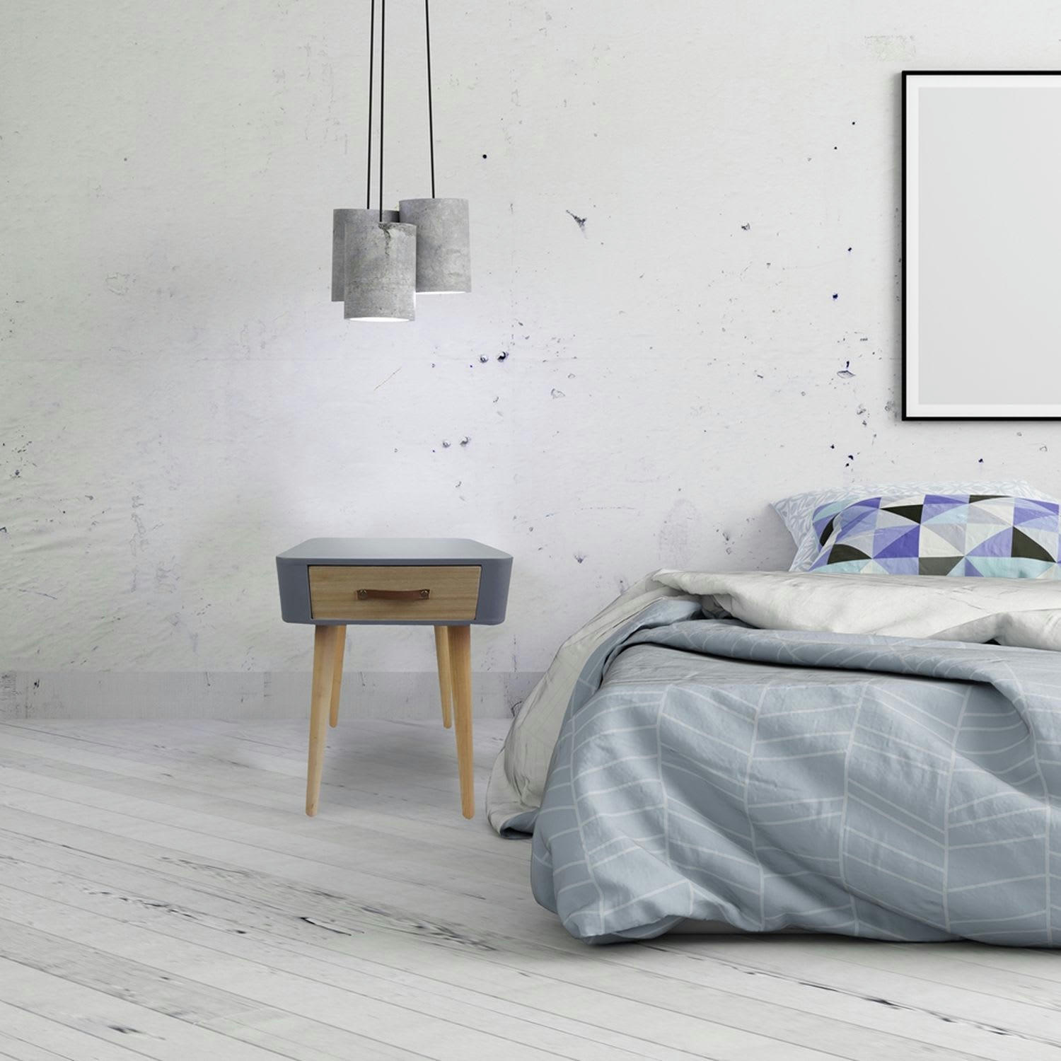- Table de chevet scandinave 1 tiroir  gris