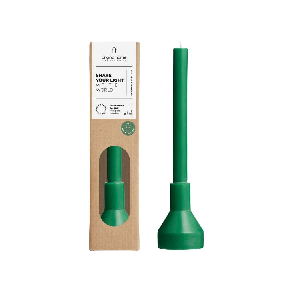 Originalhome sculpture kaars met houder - groene