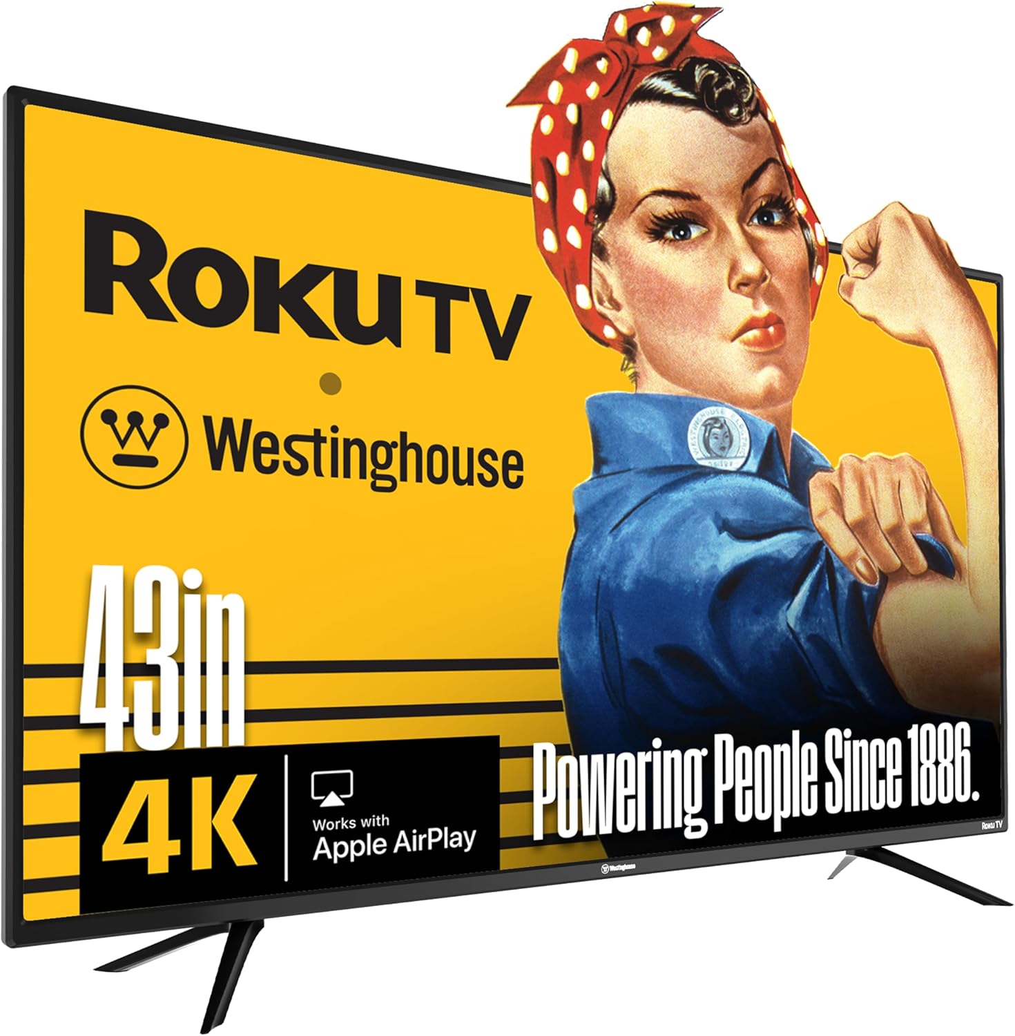 Westinghouse Roku TV - 43 Inch Smart TV  4K UHD Television with Wi-Fi Connectivity and Mobile App  Flat Screen  Bluetooth  Compatible with Apple AirPlay  Alexa and Google Assistant