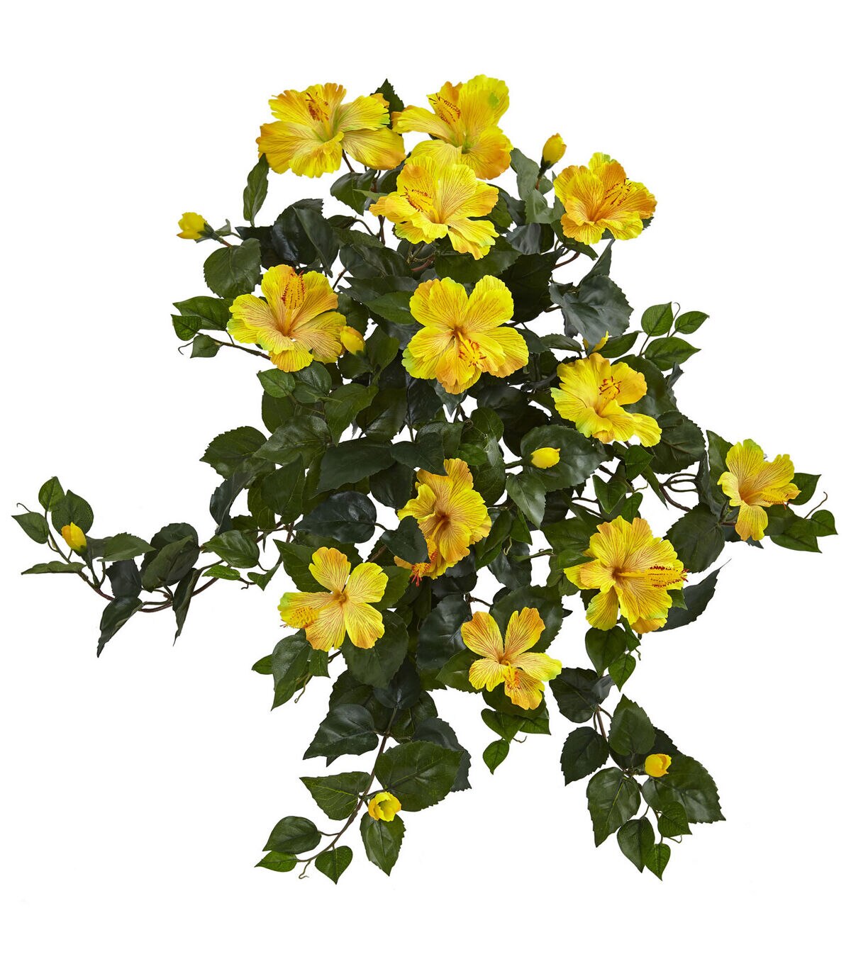 Nearly Natural 24 Hibiscus Hanging Artificial Plant 2ct