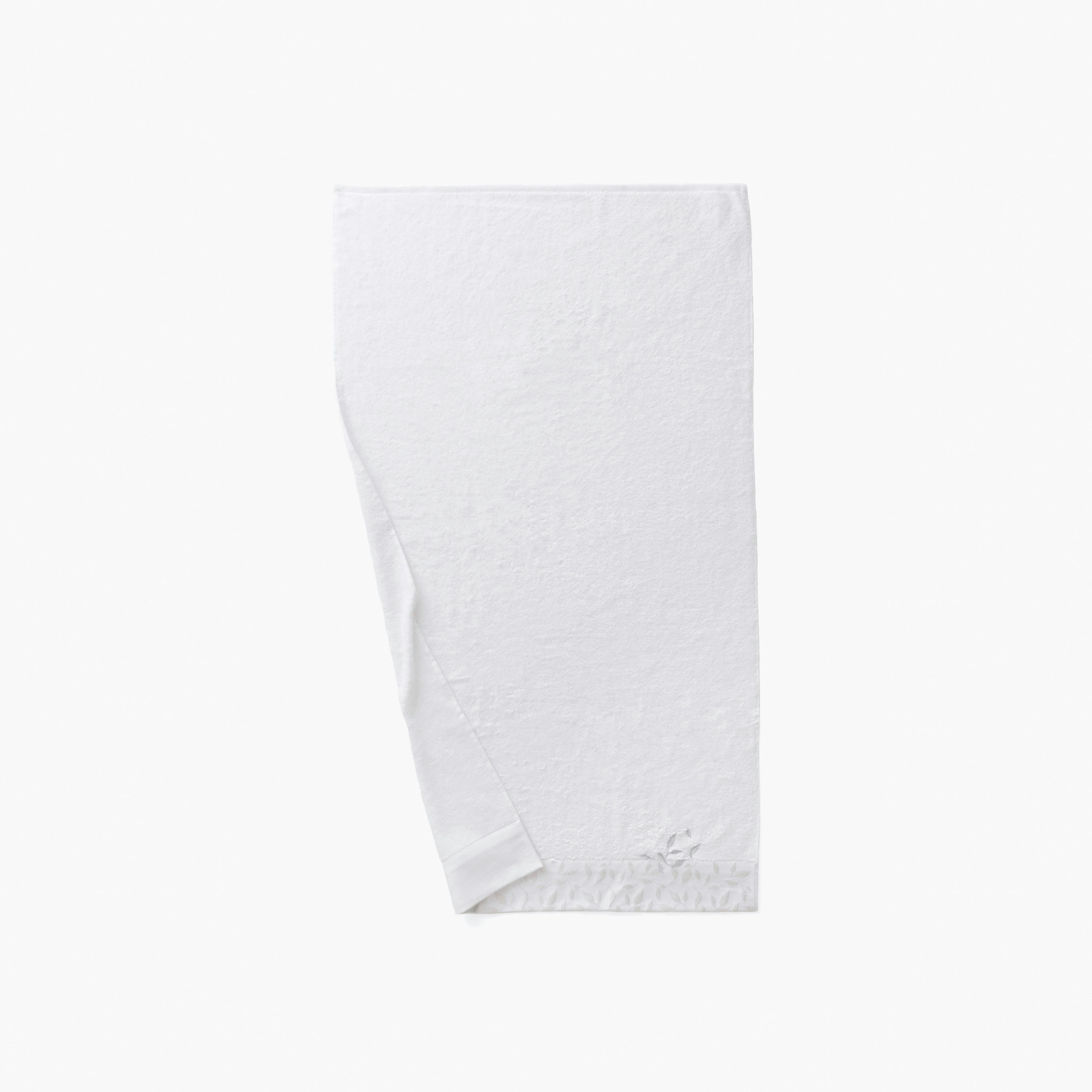 EQUINOXE - Drap de bain Neige brodé bouclette jacquard blanc 70 x 120 cm