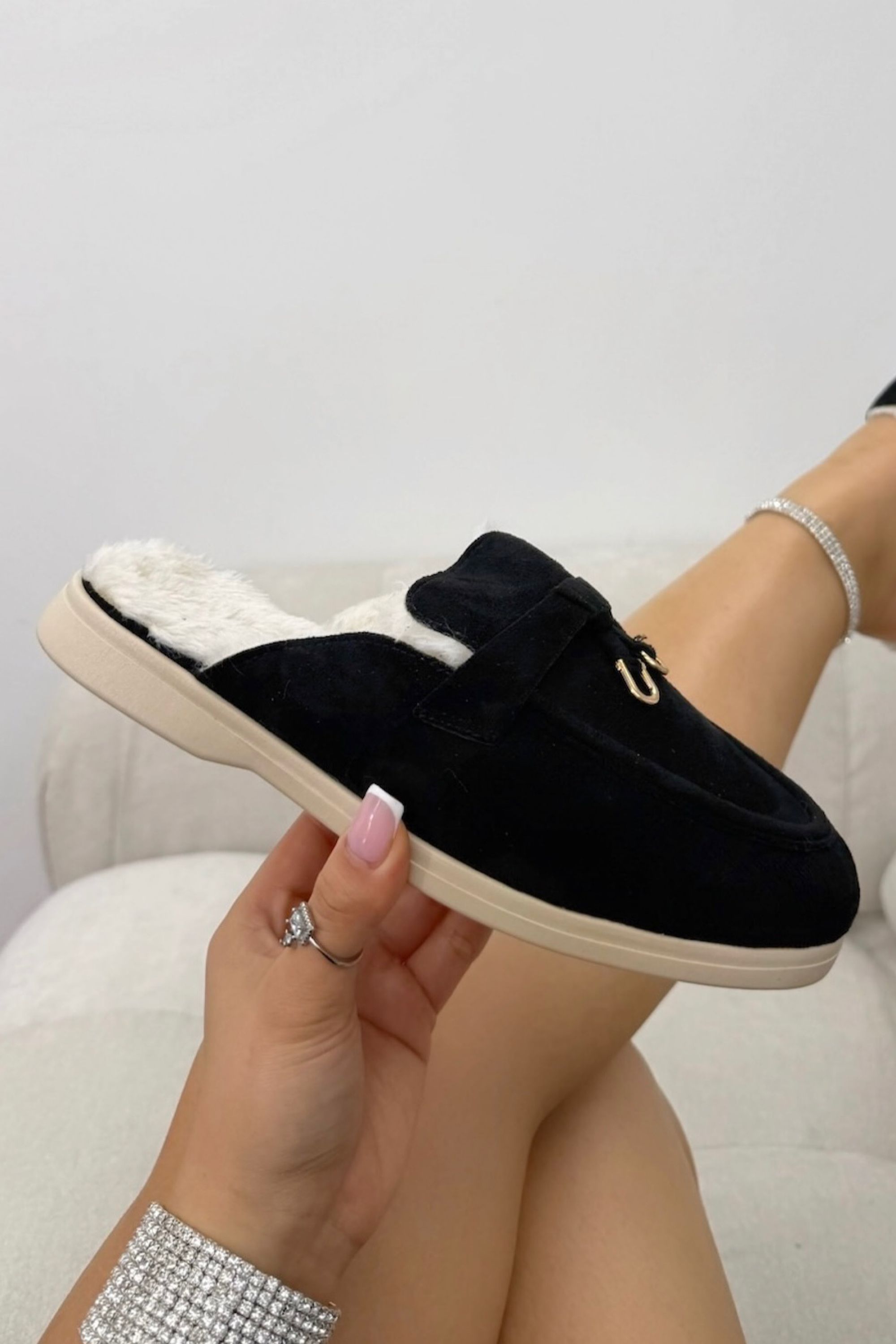 Love Lemonade Velvet Crush Faux Fur Lined Slip-On Clog Mules