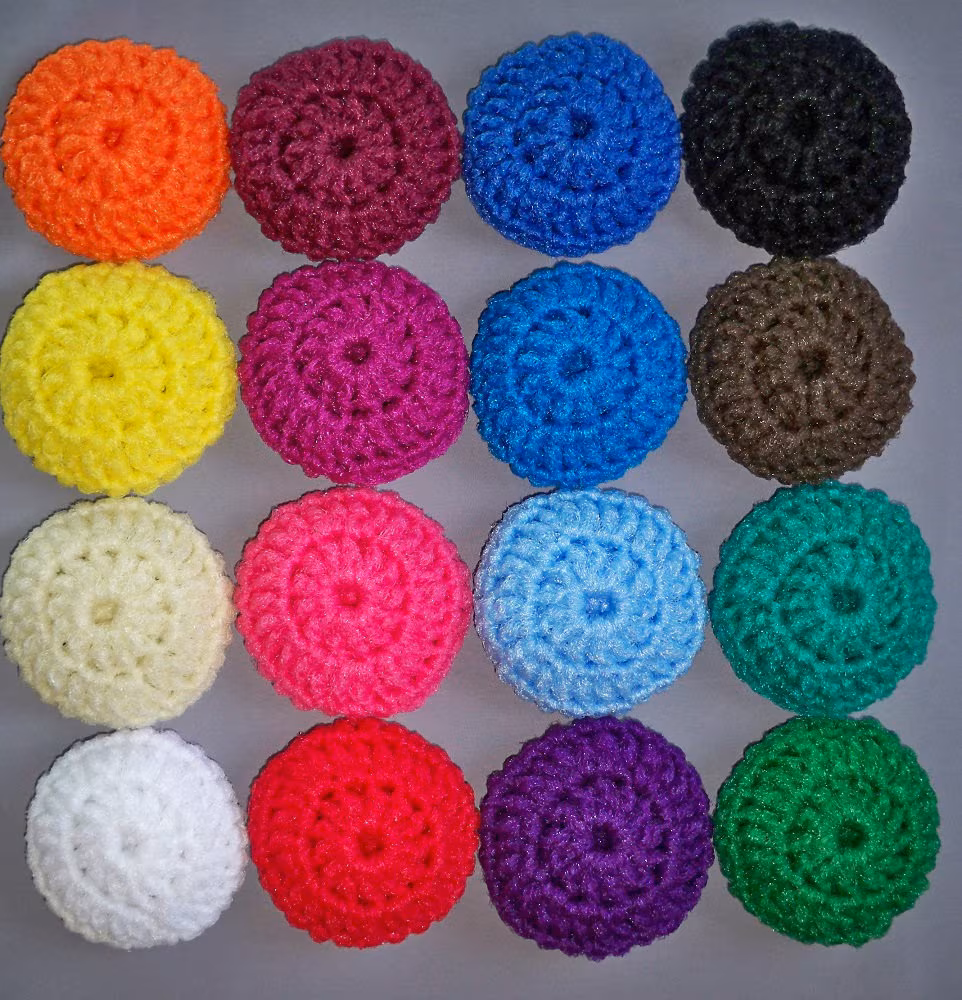 Puffy Scrubbie - Double Layer Nylon Net Scrubbie, Set of 3 - 6, Approx Size 3 3/4