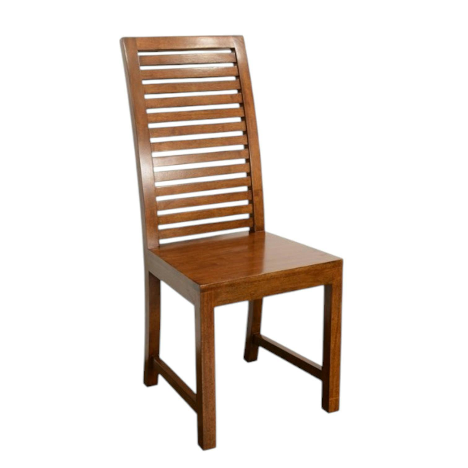 Chaise en bois d'hévéa dossier haut à barreaux NEW ORLEANS