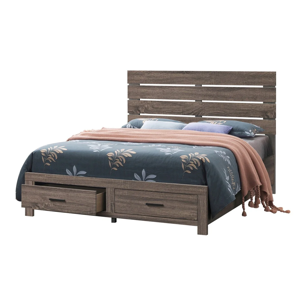 Geary Barrel Oak 2-piece Eastern King Bedroom Set with Nightstand