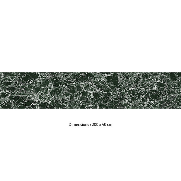 Crédence cuisine adhésive en vinyle imitation marbre Levanto verde, 200 x 40 cm, design raccordable