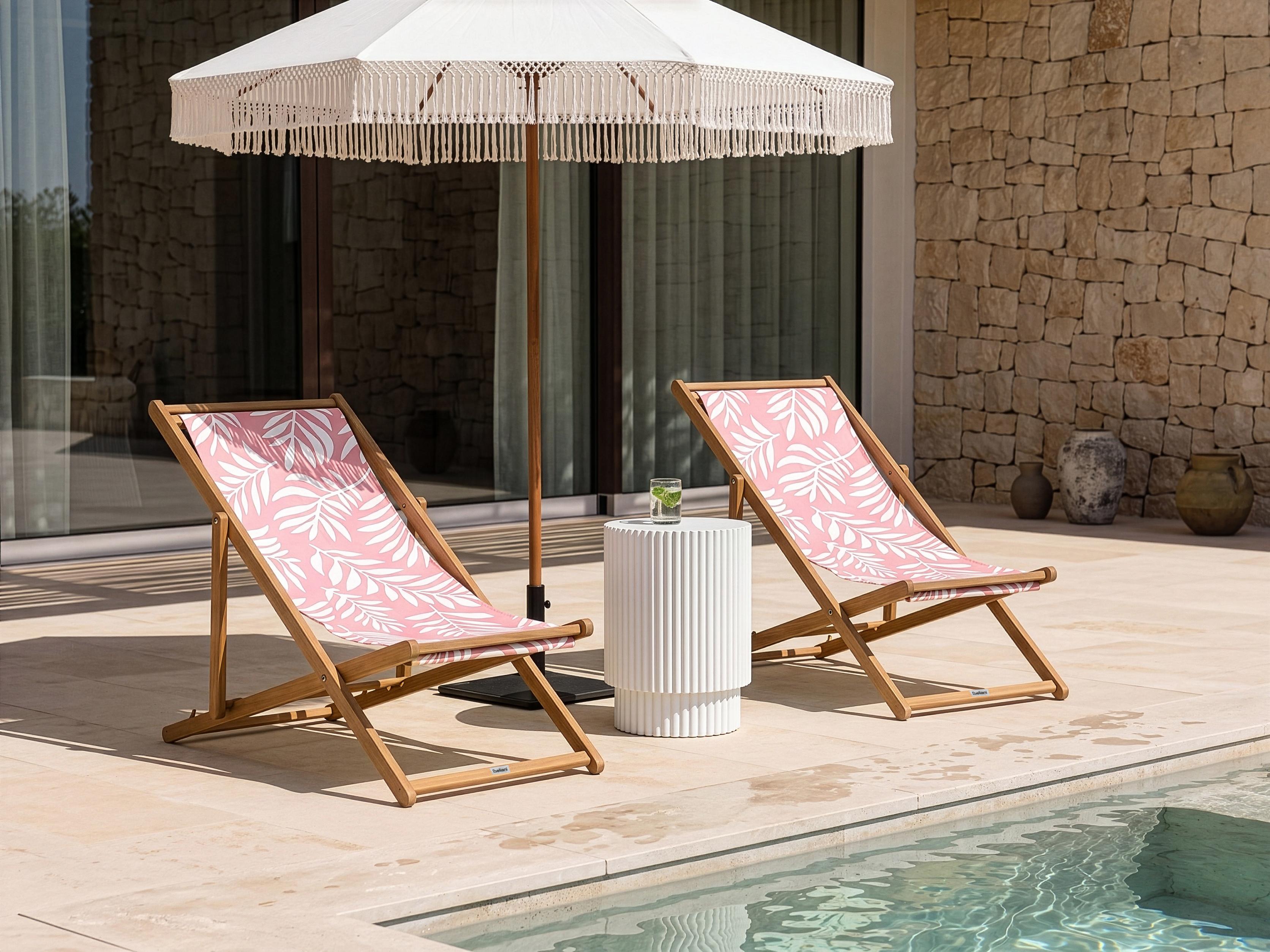 Set of 2 Sun Lounger Replacement Fabrics ANZIO/AVELLINO 113 x 44 cm Pink