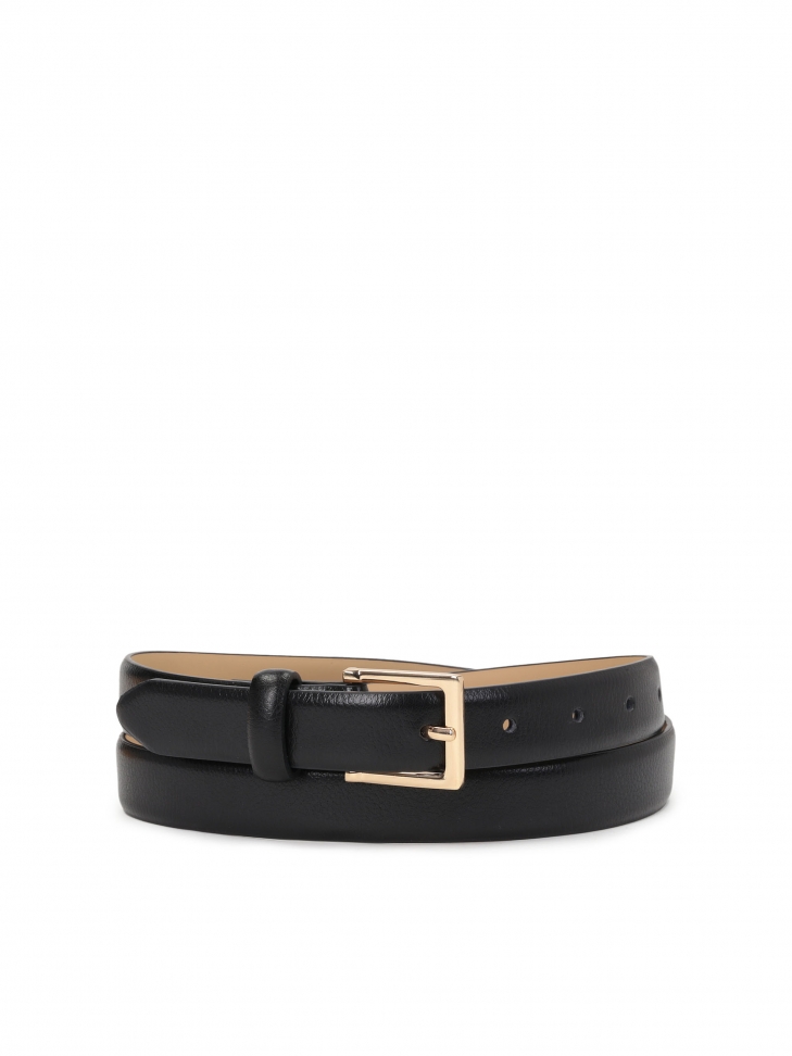 Ladies’ classic black grain leather belt