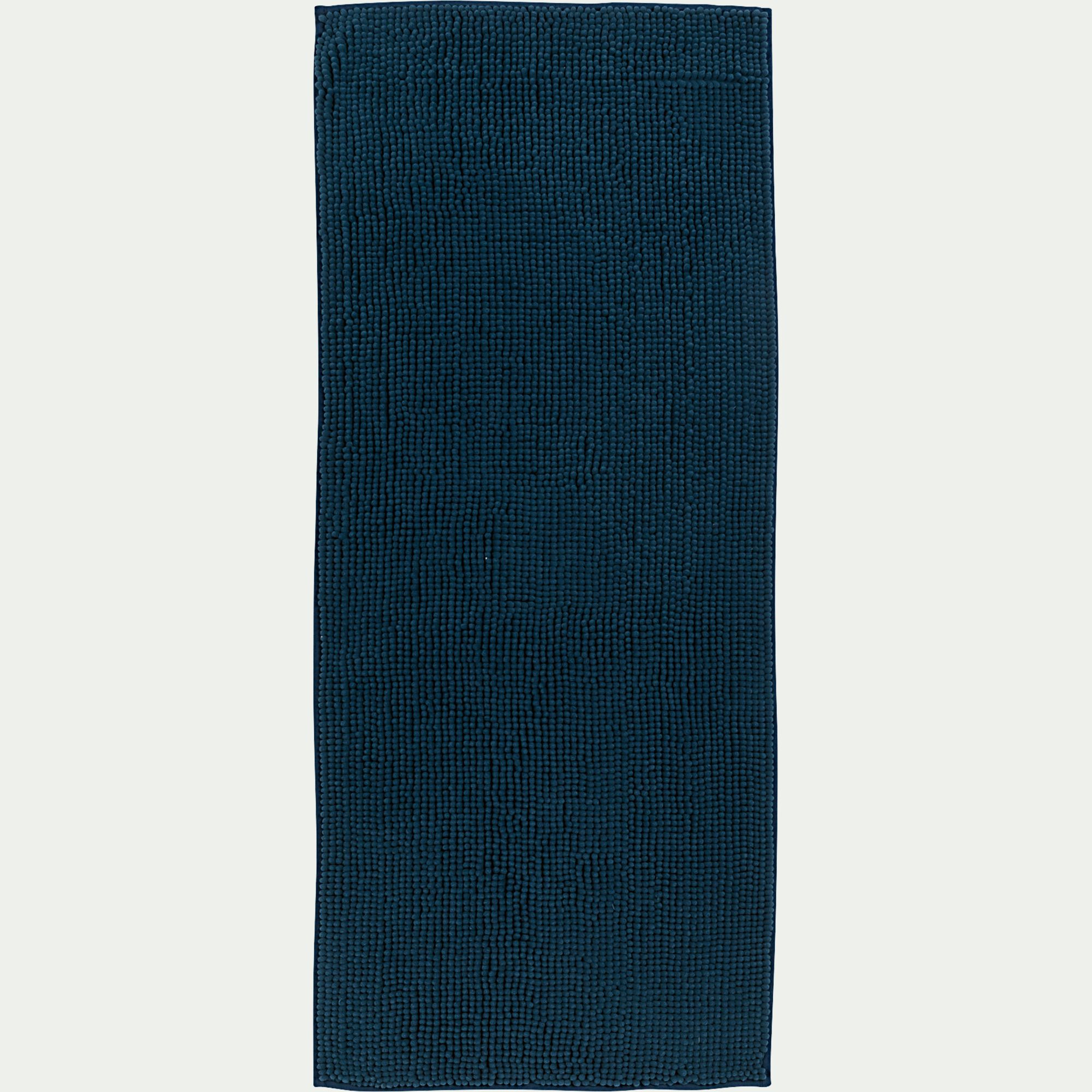 PICUS - Tapis de bain chenille en polyester - bleu figuerolles 50x120cm