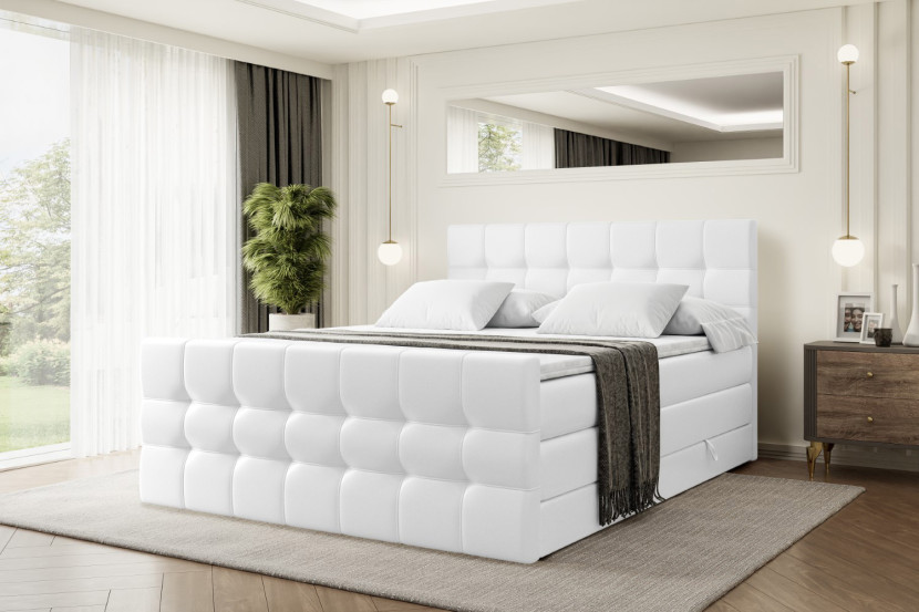Łóżko kontynentalne z pojemnikiem i materacem H3|H4 BERO-Z KING 120x200 cm